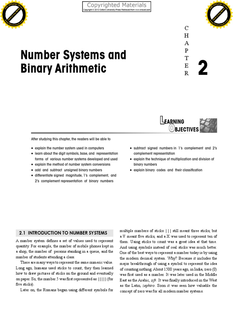Number Systems and Binary Arithmetic: C H A P T e R | PDF | Number ...
