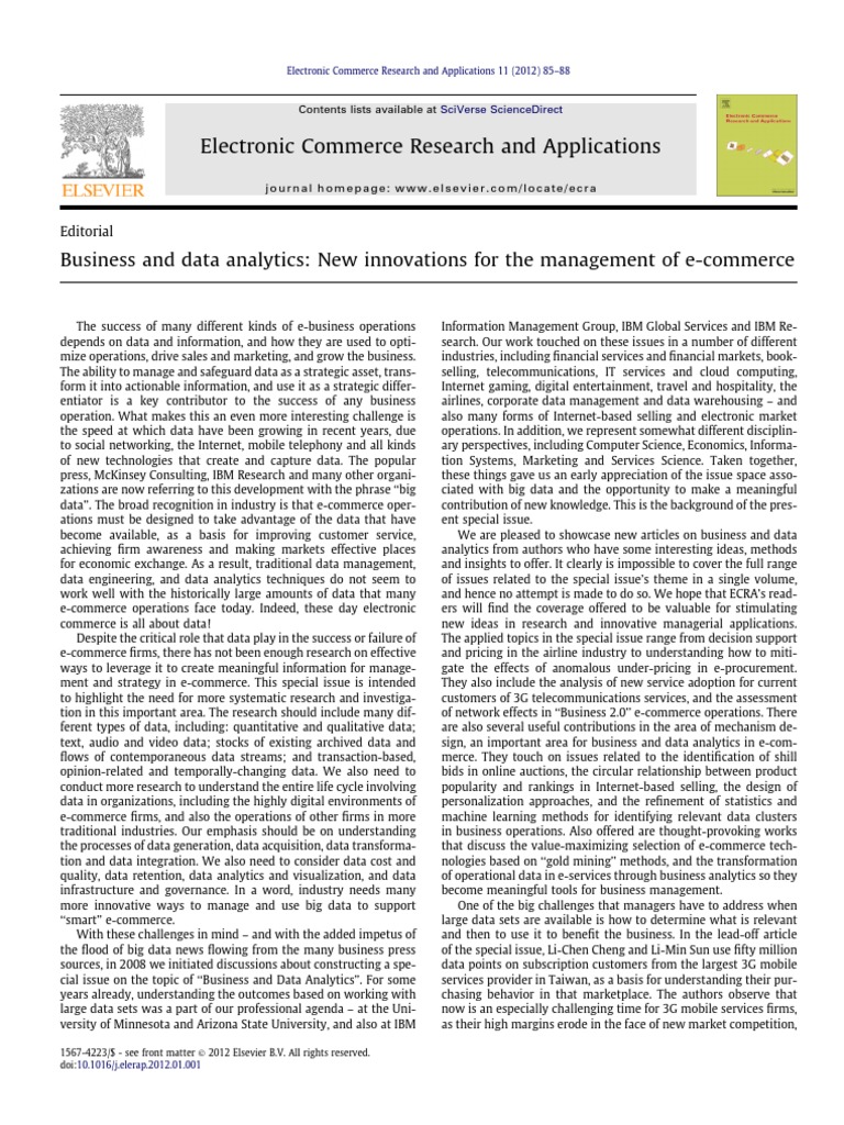 Innovations in E-Commerce Analytics | PDF | Analytics | E Commerce