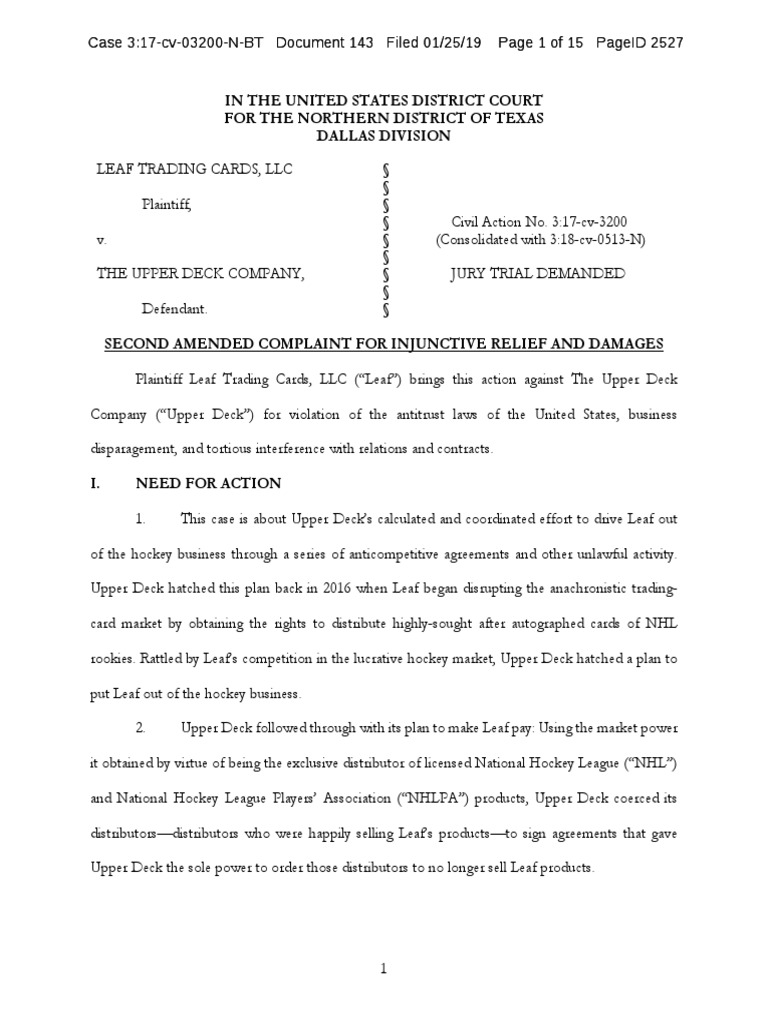 In The United States District Court For The Northern District of Texas