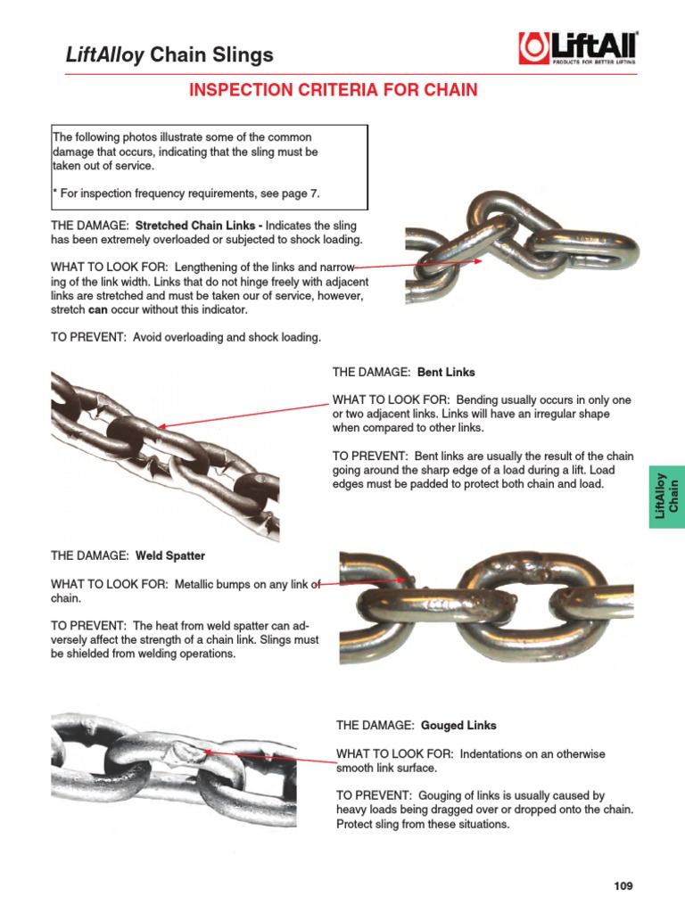 Chain Sling Inspection Criteria | PDF | Wear | Welding