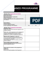 Recognised Programme: Organisational Details