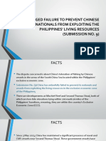 Alleged Failure To Prevent Chinese Nationals From Exploiting The Philippines' Living Resources (Submission No. 9)