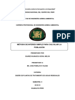 Método de interés simple para calcular la población futura de Huancavelica y Lima