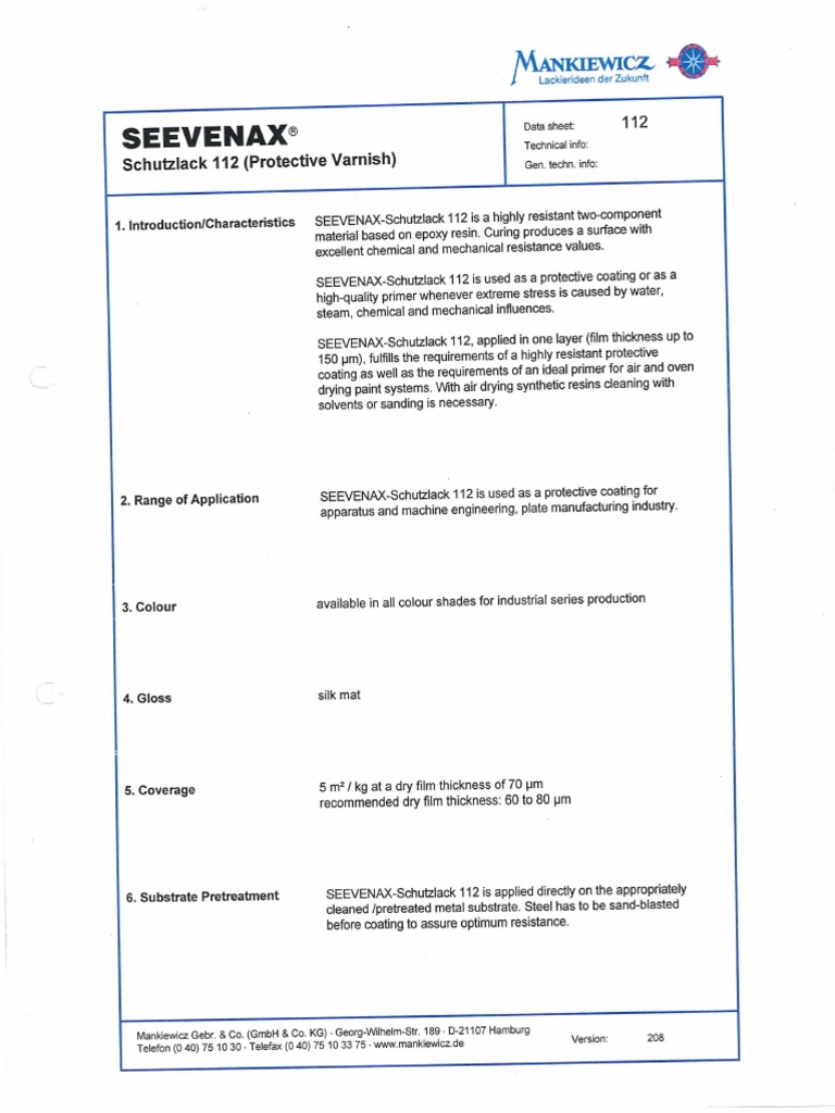 Seevenax Schutzlack 112 | PDF