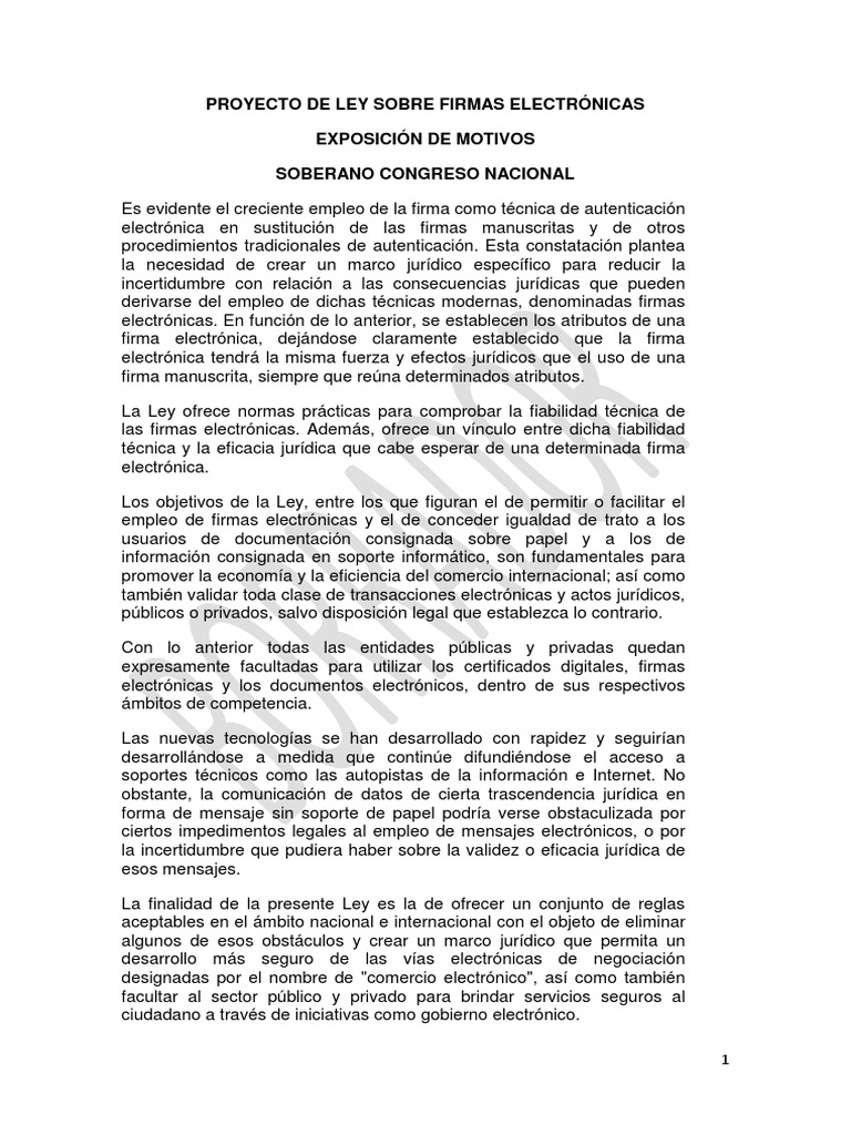 Ley Sobre Firmas Electrónicas Establece Un Marco Jurídico Para El Uso