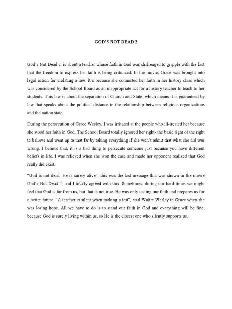 God's not dead reflection essay picture