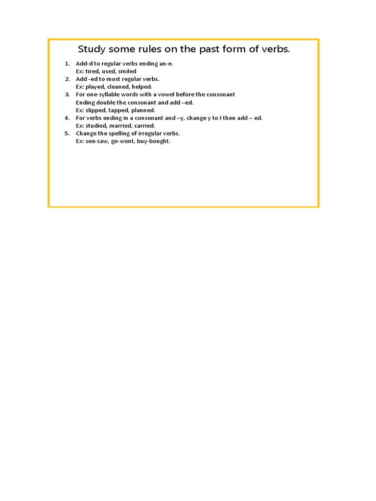 Study Some Rules On The Past Form of Verbs | PDF