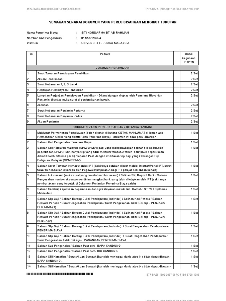 Contoh Surat Pengesahan Tidak Mendapat Pinjaman