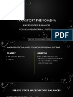 Transport phenomena macroscopic balances for non-isothermal systems