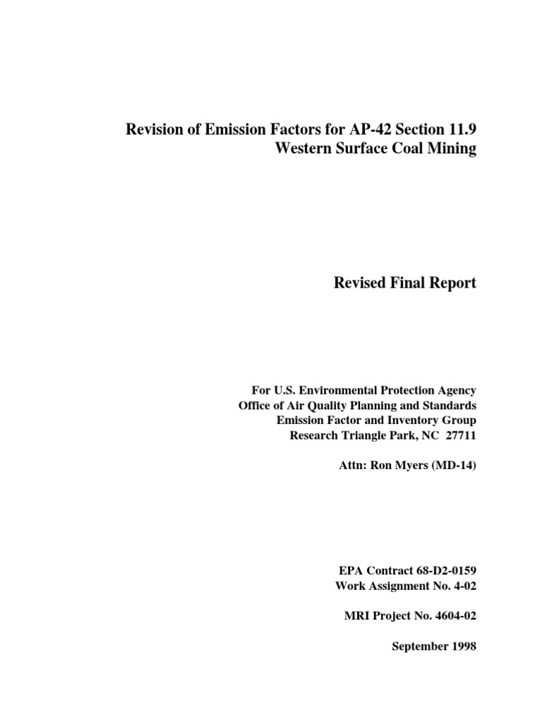 Revision of emission factors for ap 42 section 11 9 pdf