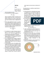 Problemas propuestos de trabajo y potencial eléctrico, polarización de la materia, condensadores y campo eléctrico