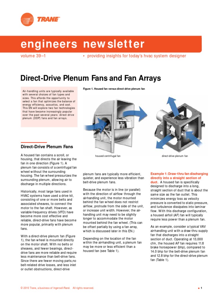TRANE Fan Array PDF PDF Duct (Flow) Hvac