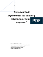 Importancia de Implementar Los Valores y Los Principios en Una Empresa