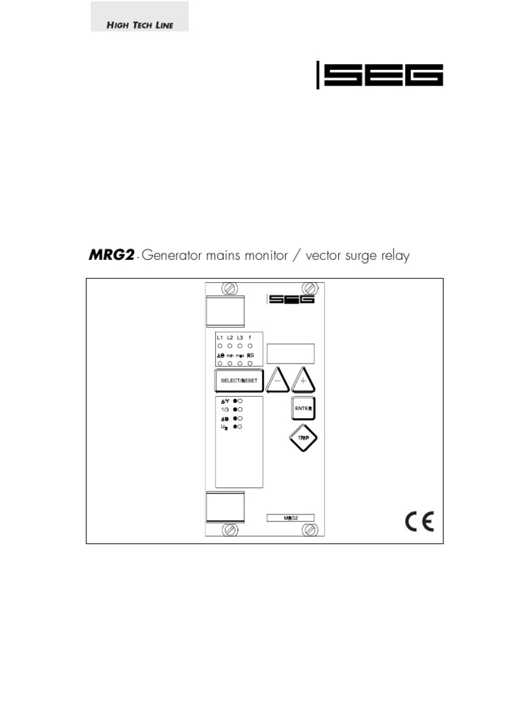 Mrg2 Generator Mains Monitor / Vector Surge Relay PDF Mains