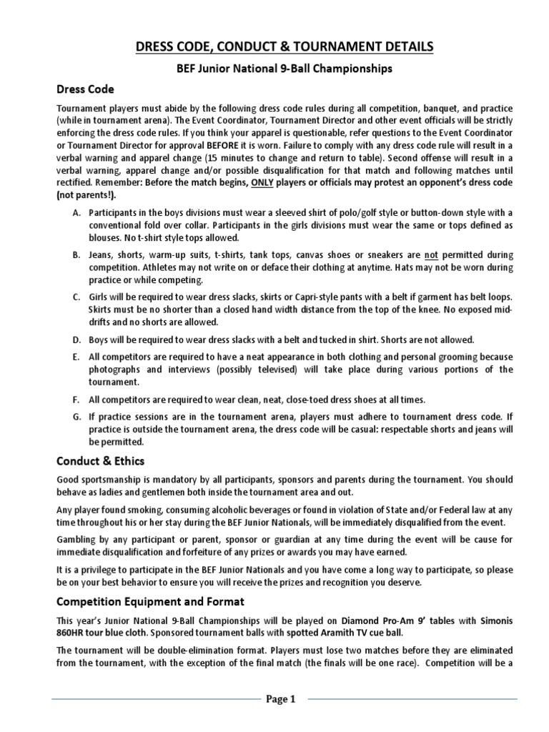 2014 BEF DressCode Conduct Details | PDF | Clothing | Softlines (Retail)