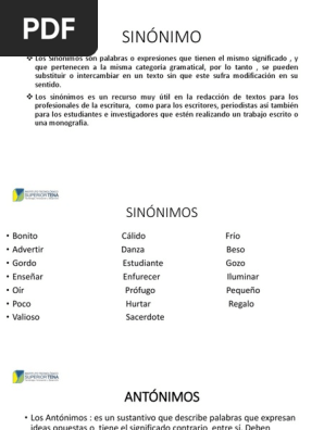 Sinonimo 1 Sustantivo Linguistica