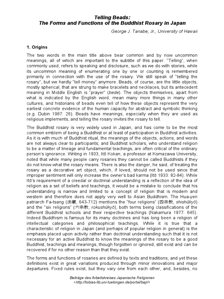 Tanabe Rosary Pdf Zen Karma