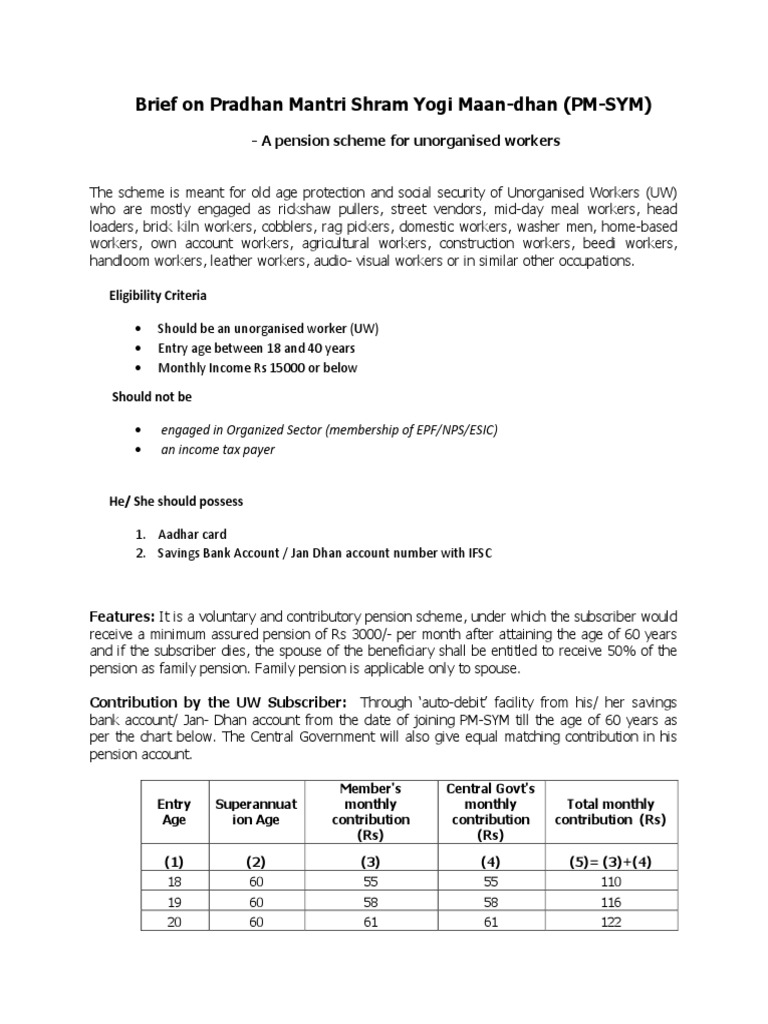 Scheme PM-SYM PDF | PDF | Pension | Interest
