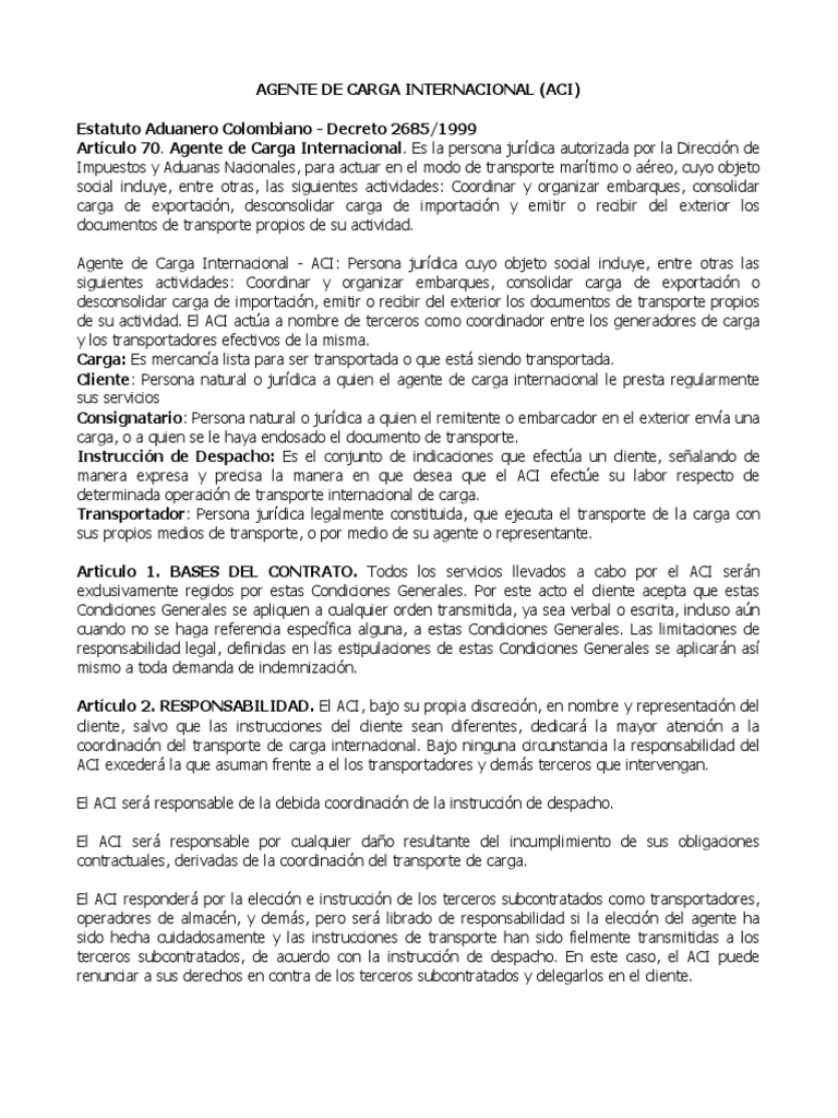 Agente de Carga Internacional (Aci) PDF Transporte Gobierno