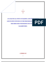 An Analytical Study On Training and Development and Its Effectiveness On The Performance Levels of The Employees With Respective To Appm Rajahmundry