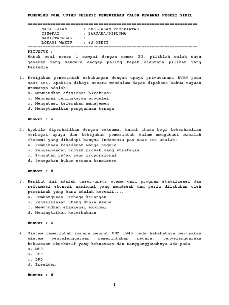 Kumpulan Soal Cpns