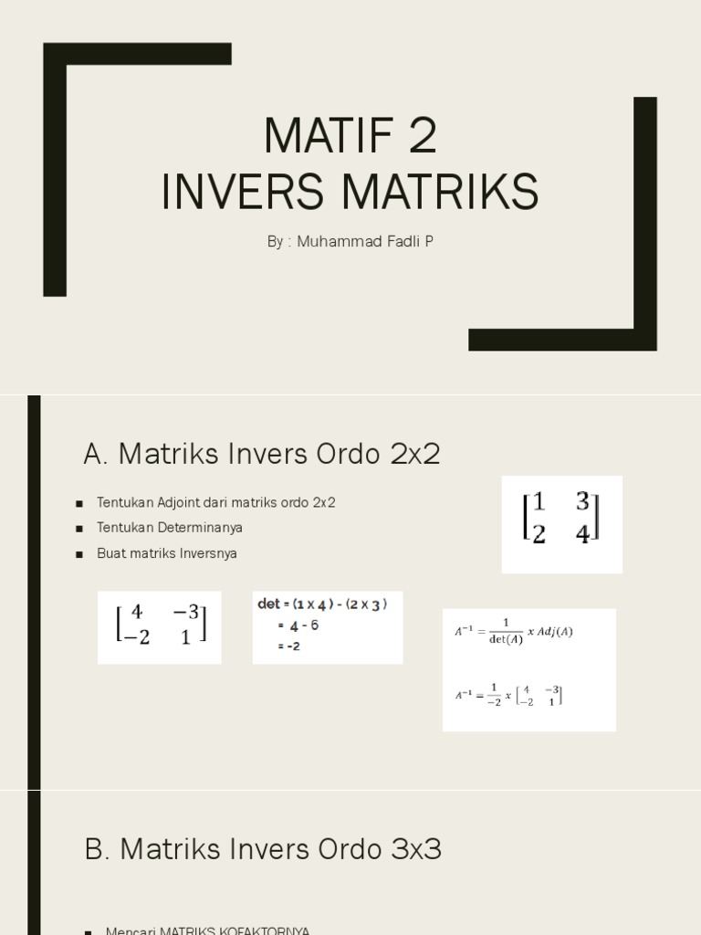 Invers Matriks Ordo 2x2 dan 3x3 | PDF