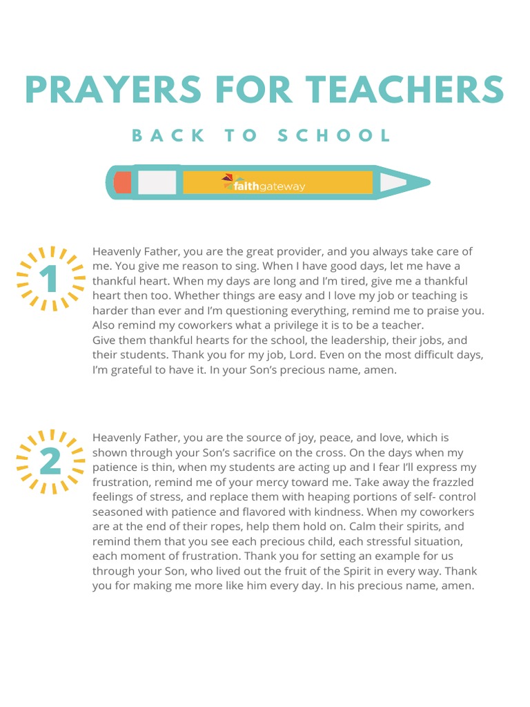 5 Prayers Teachers Printable Final PDF | PDF | God The Father | Love