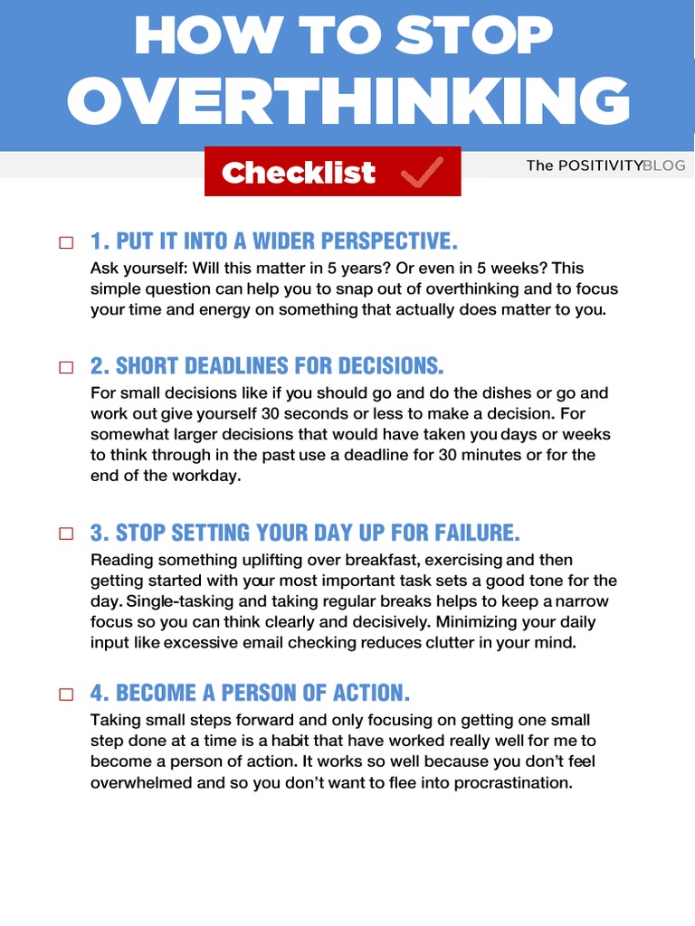 Overthinking Checklist | PDF