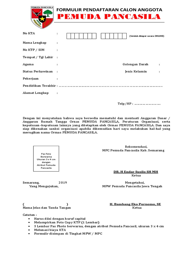 Formulir Pendaftaran PP | PDF