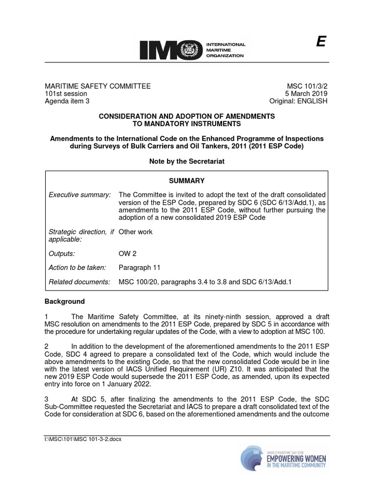 MSC 101-3-2 - Amendments To The International Code On The Enhanced ...