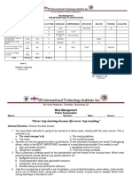 SPJ International Technology Institute Inc.: Meal Management Prelim Exam Table of Specification