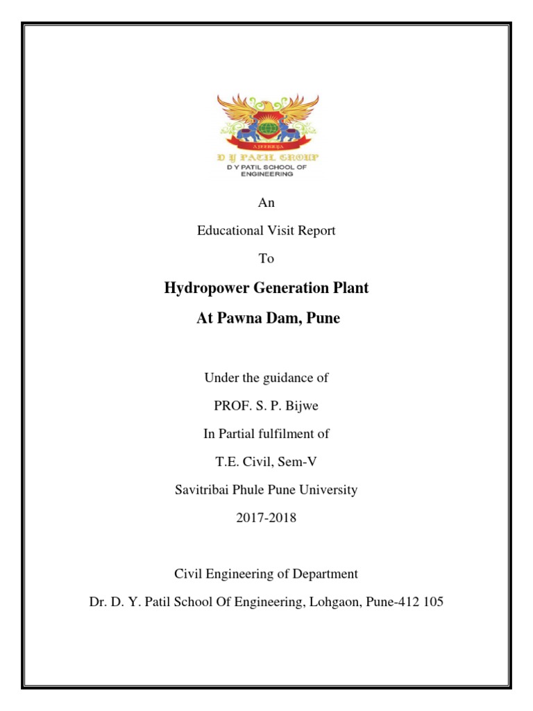Hydropower Plant Report PDF Hydroelectricity Electric Generator