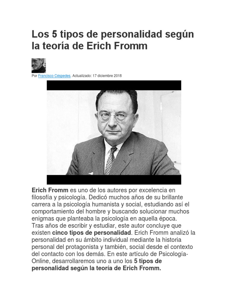 Los 5 tipos de personalidad según la teoría de Erich Fromm