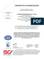 Certificate of Registration: Unimet Profiles Pvt. LTD