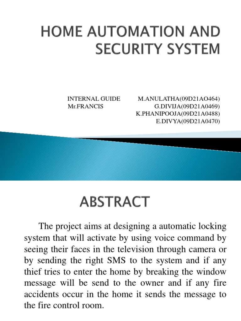Home Automation Security System Design | PDF | Electric Motor | Wireless