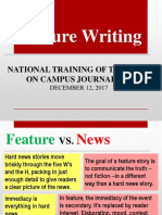 Feature Writing: National Training of Trainers On Campus Journalism