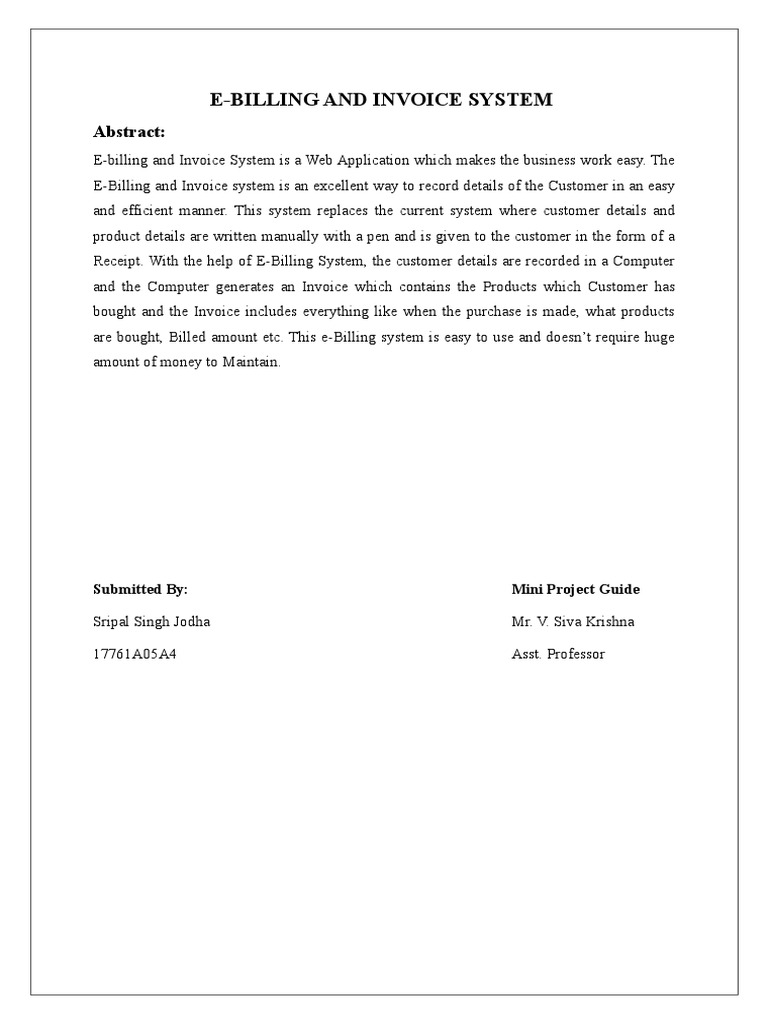 E Billing System For Businesses Pdf