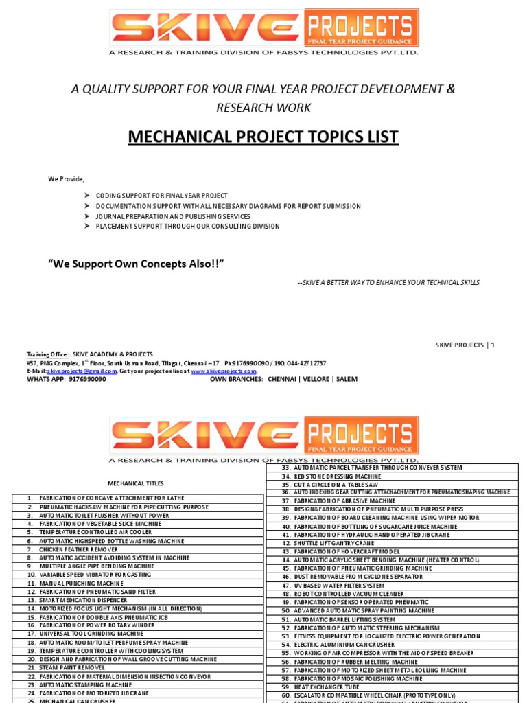 Skive Projects for Final Year Engineering | PDF | Metal Fabrication ...