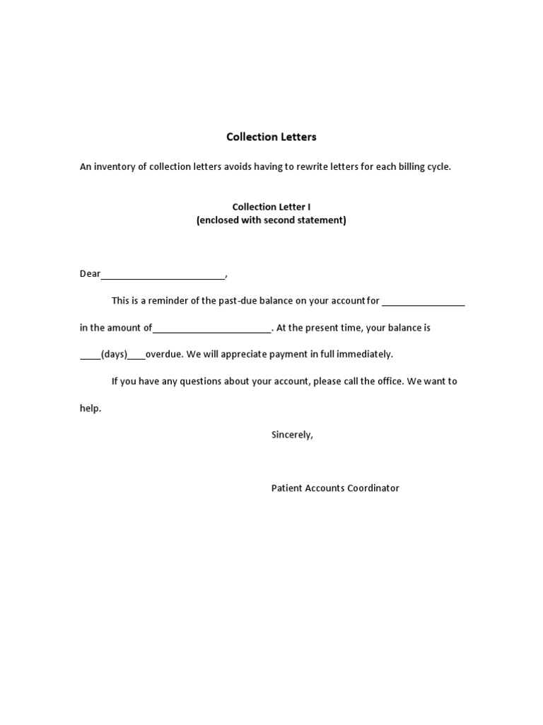 Sample Collection Letter Template | PDF | Finance & Money Management