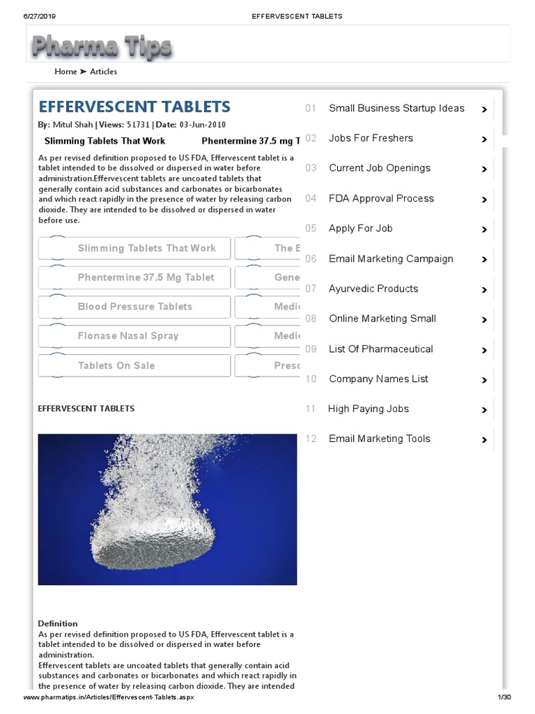Effervescent Tablets Pdf Tablet Pharmacy Carbonate