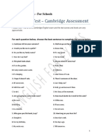 Placement Test - Cambridge Assessment: Test Your English - For Schools