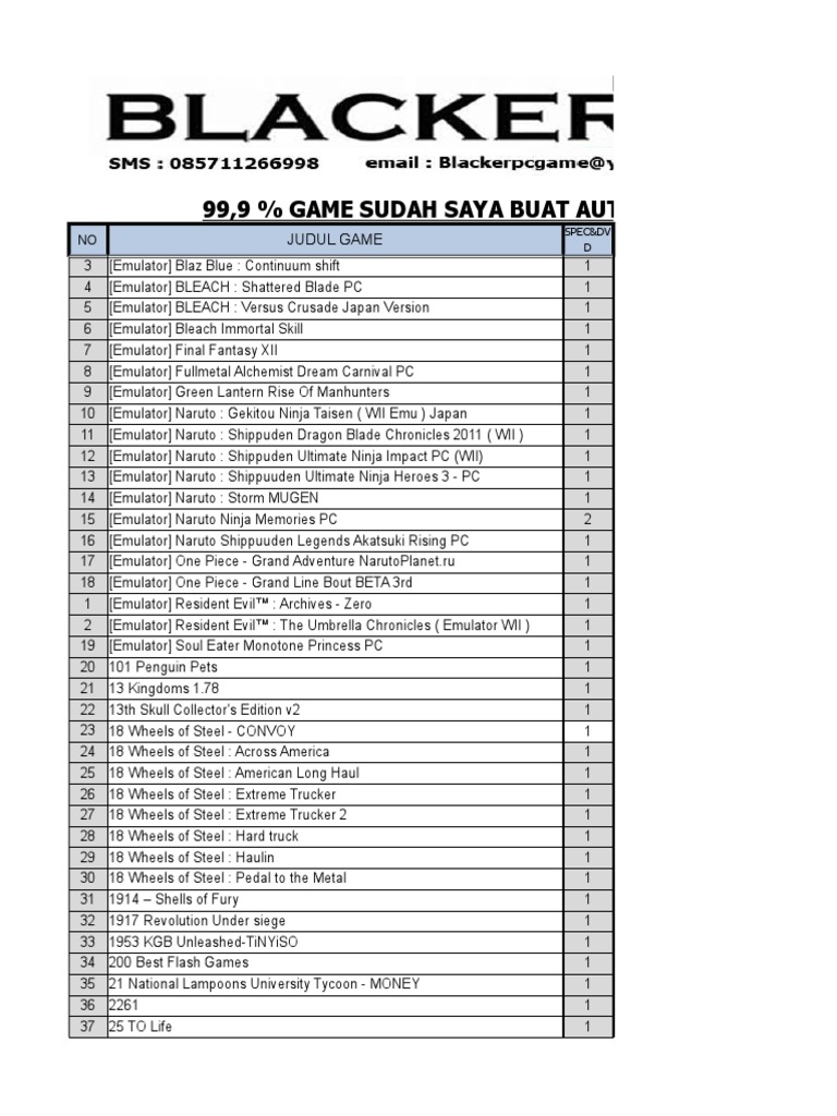 List Game BPG 05 January 2013  PDF  Leisure  Sports