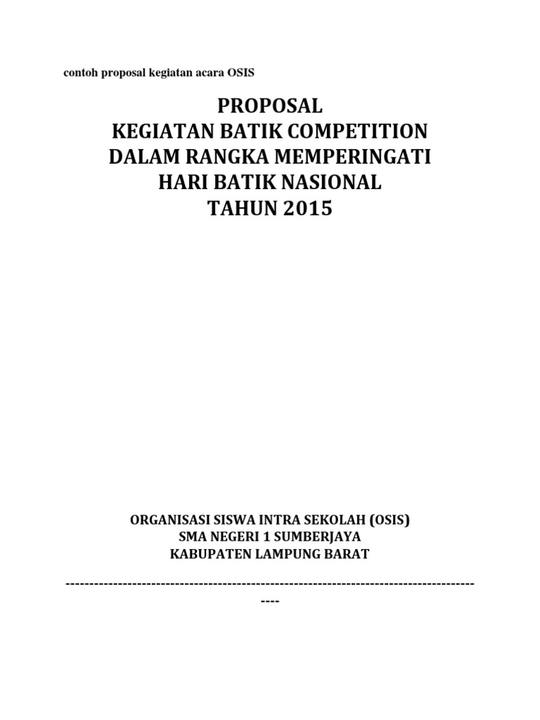 Contoh Proposal Kegiatan Acara Osis