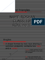 Angles and Triangles: Name:Roshan CLASS:10 ROLL No:17