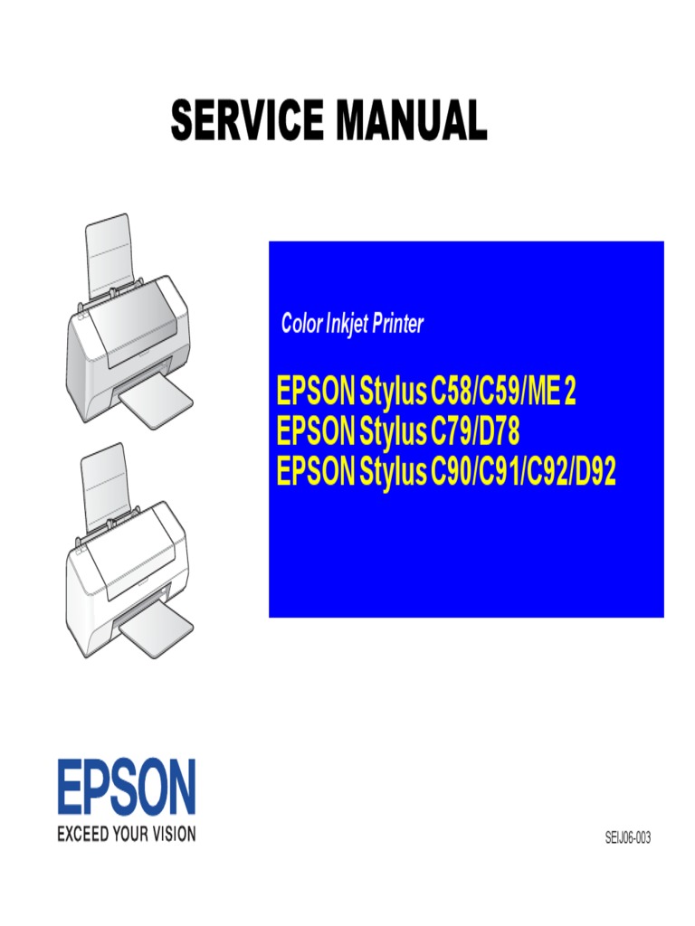 Service Manual: EPSON Stylus C58/C59/ME 2 EPSON Stylus C79/D78 EPSON ...