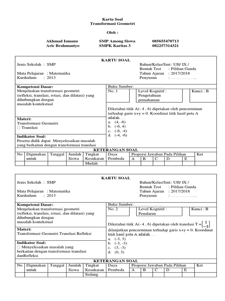 359733428 Kartu Soal Transformasi Geometri Docx