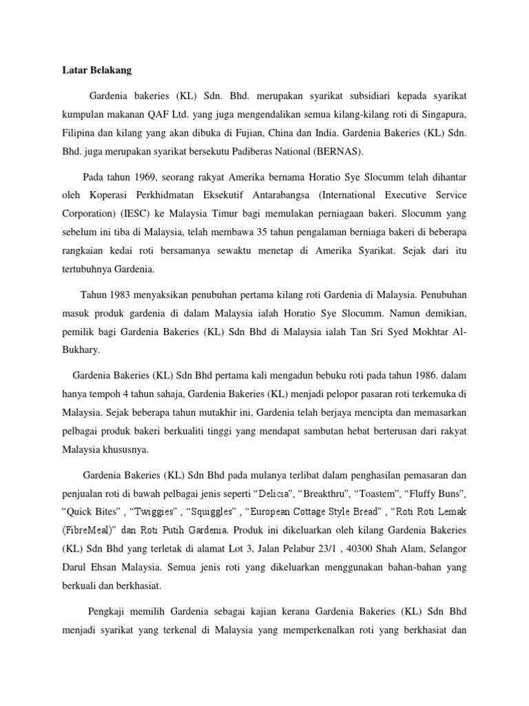Latar Belakang Gardenia Pdf