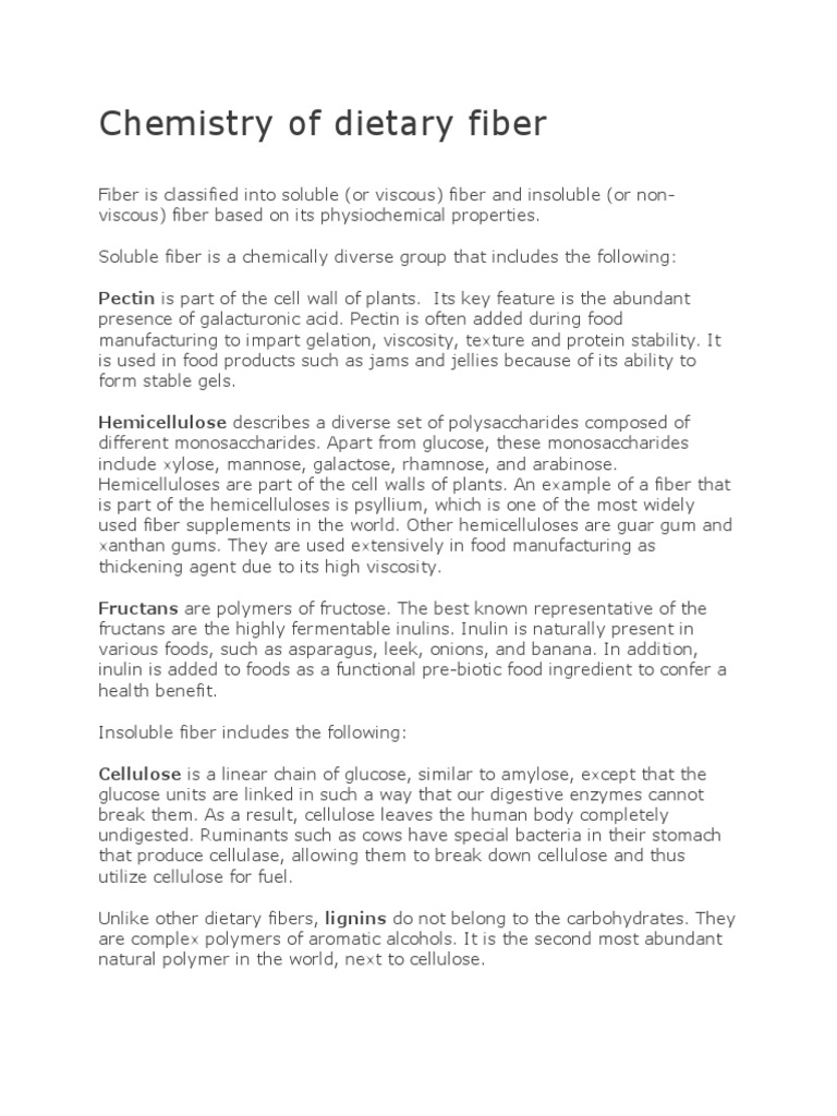 Chemistry of Dietary Fiber Completation PDF Dietary Fiber Diet & Nutrition