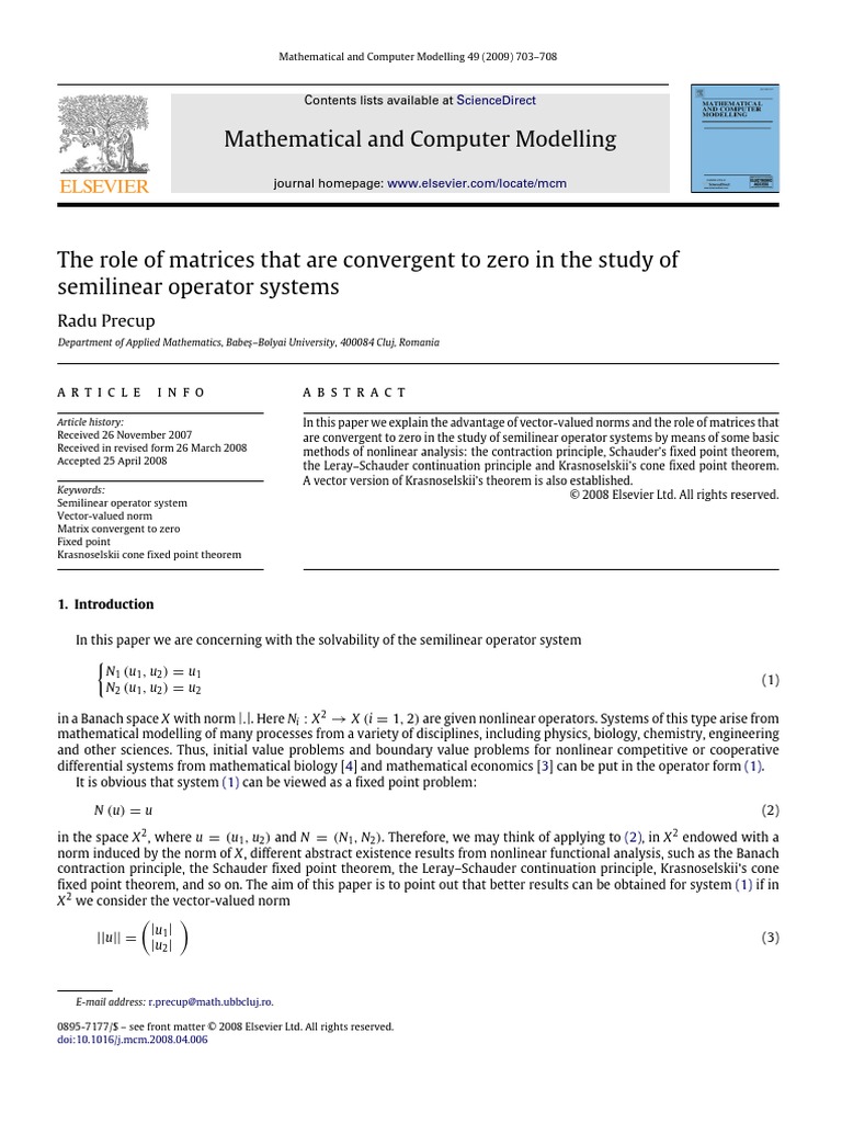 Mathematical and computer modelling radu precup pdf banach space