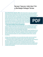 Tari Sebagai Sarana Upacara Adat Dan Ciri